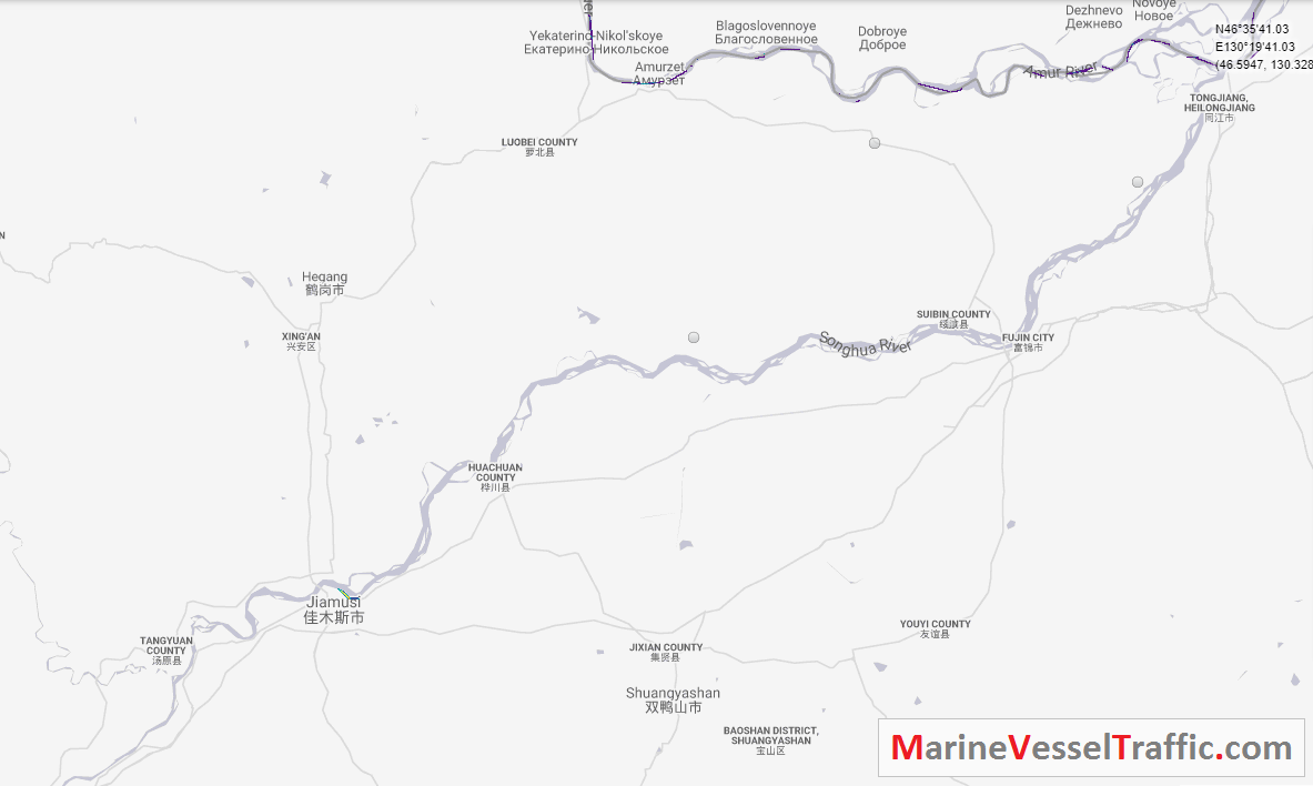 Live Marine Traffic, Density Map and Current Position of ships in SONGHUA SUNGARI RIVER